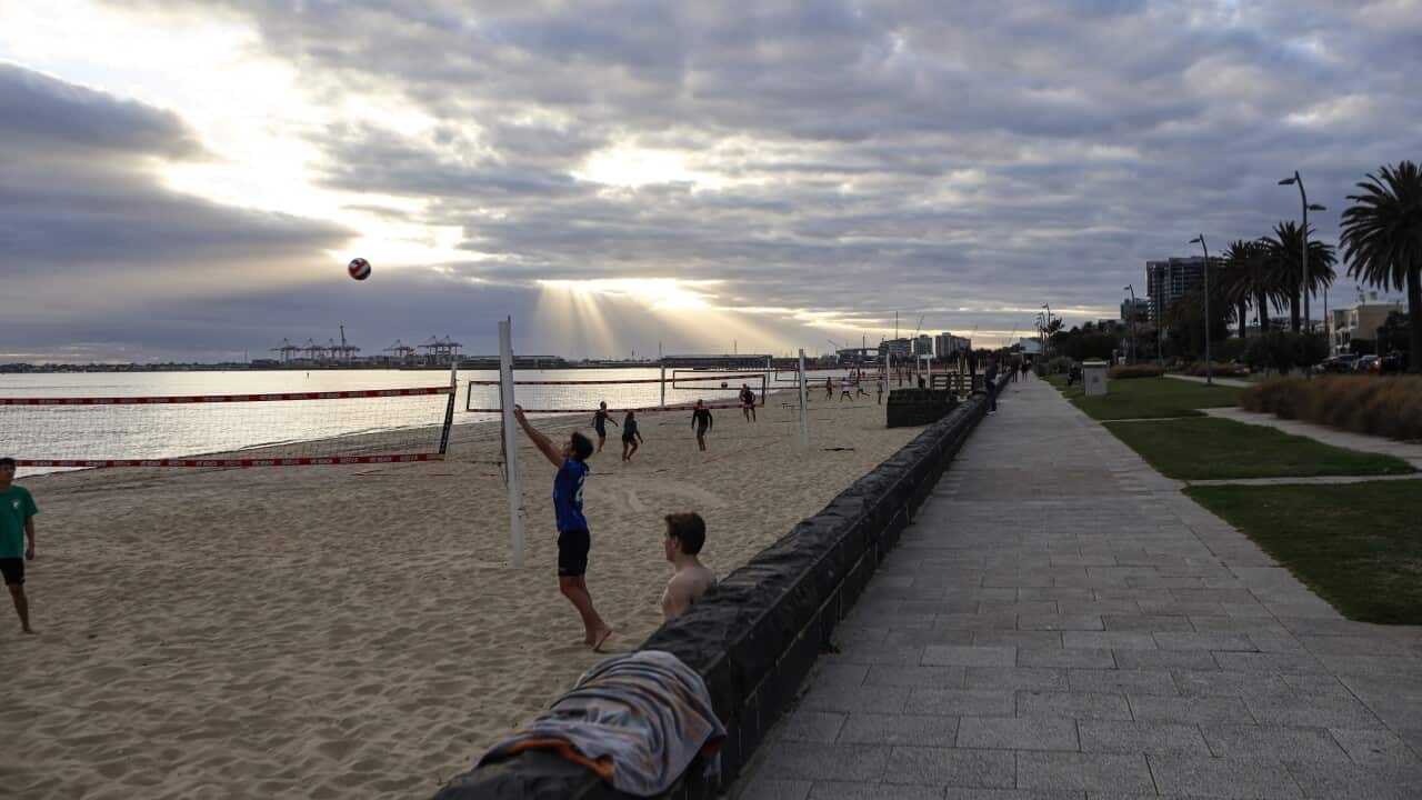 Port Melbourne sunset before daylight saving ends in Melbourne, Australia - 04 Apr 2025