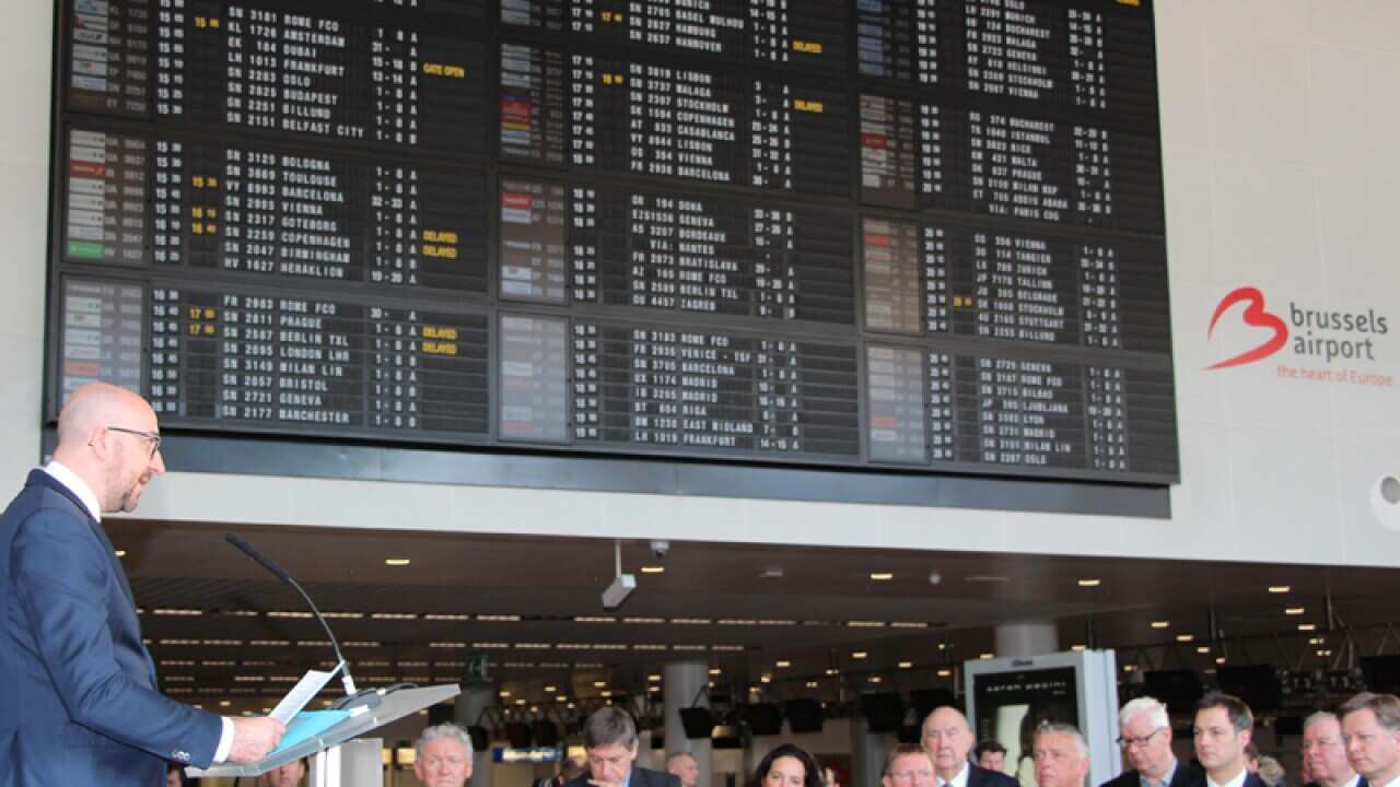 the departure hall of Brussels Airport
