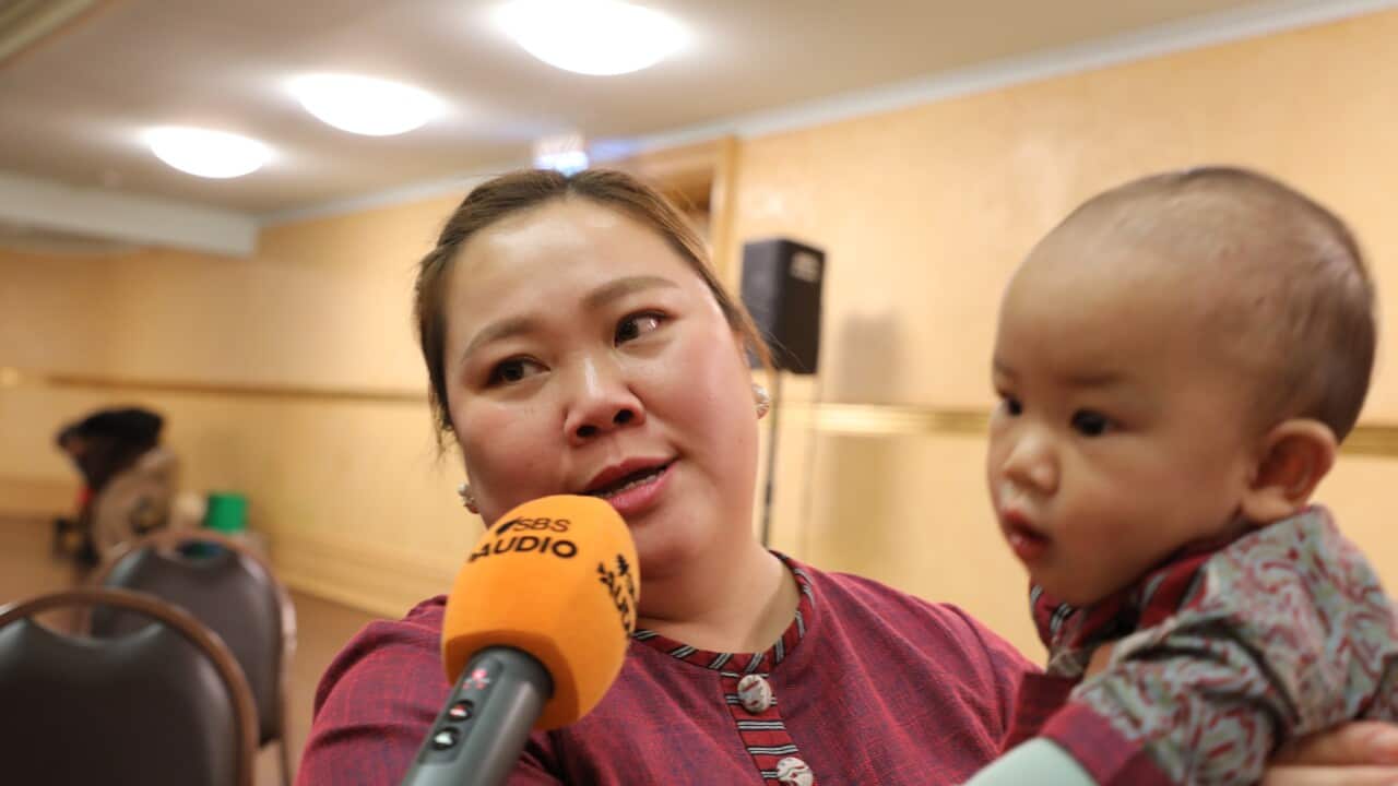 Dina Dharjono and her son at the Collingwood Town Hall after Vctorian Gamelan Gathering at Collingwood Town Hall, Melbourne -  8 Nov 2026.