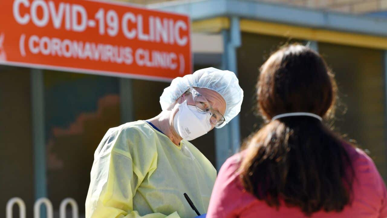 Hospital staff test people outside the Hospital in the Barossa Valley