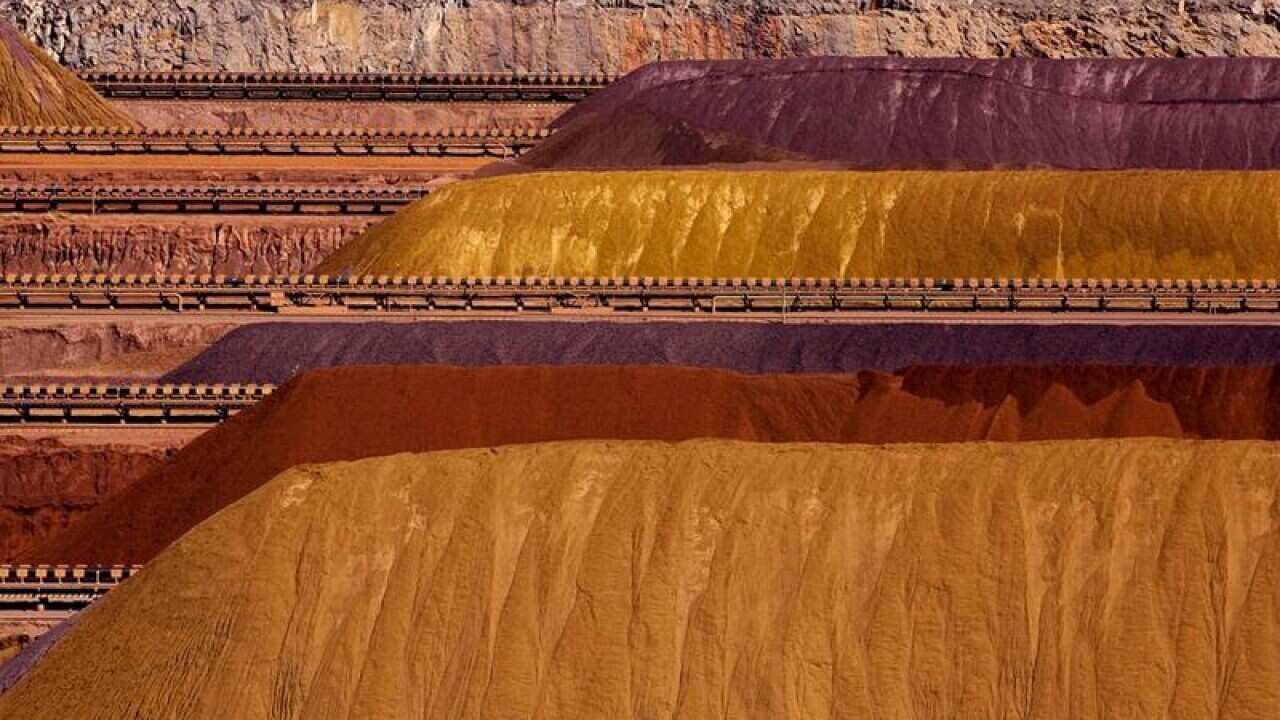 of iIron Ore piles at Parker Point, Dampier, Western Australia