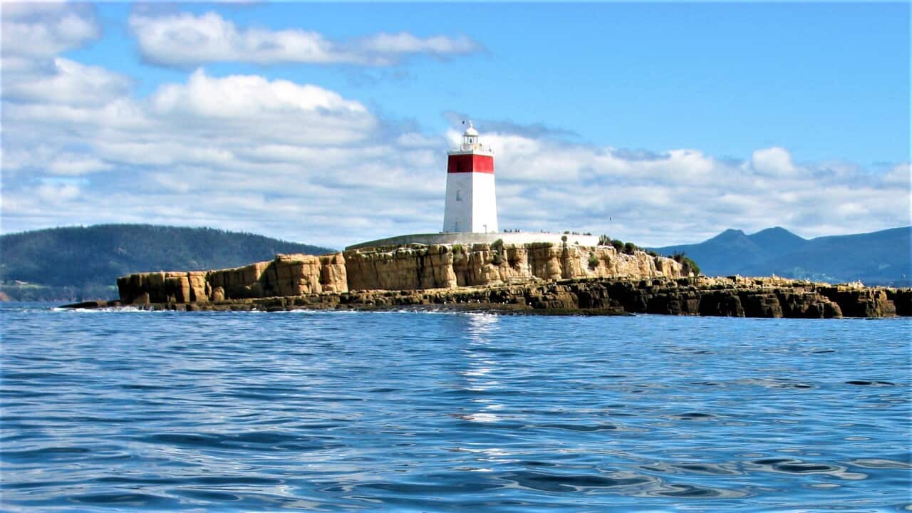 The Iron Pot Lighthouse, also known as the Derwent Lighthouse in Tasmania.