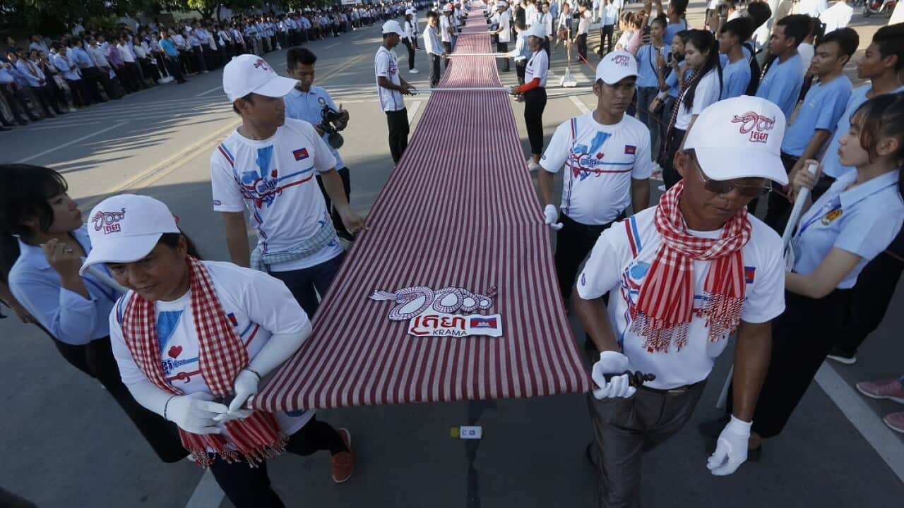 Cambodia's longest hand woven scarf.