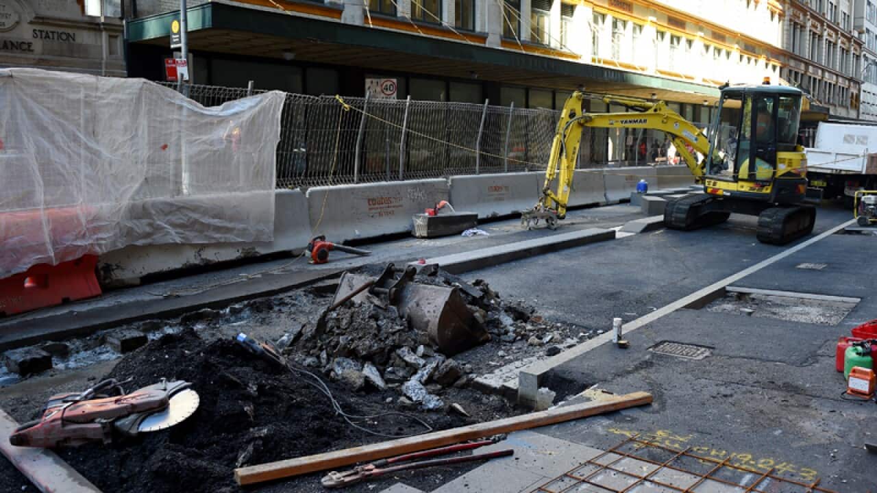 Road maintenance in Sydney's CBD
