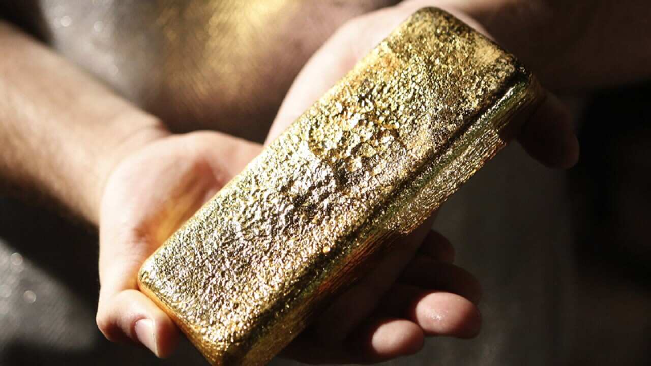 A file photo of a gold bar