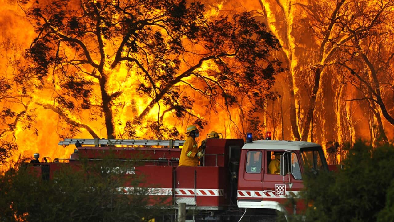 Firefighters battle a blaze on Black Saturday in 2009