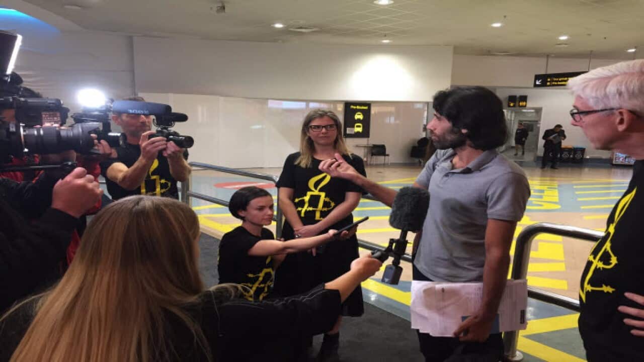 Behrouz Boochani arrived at Auckland airport