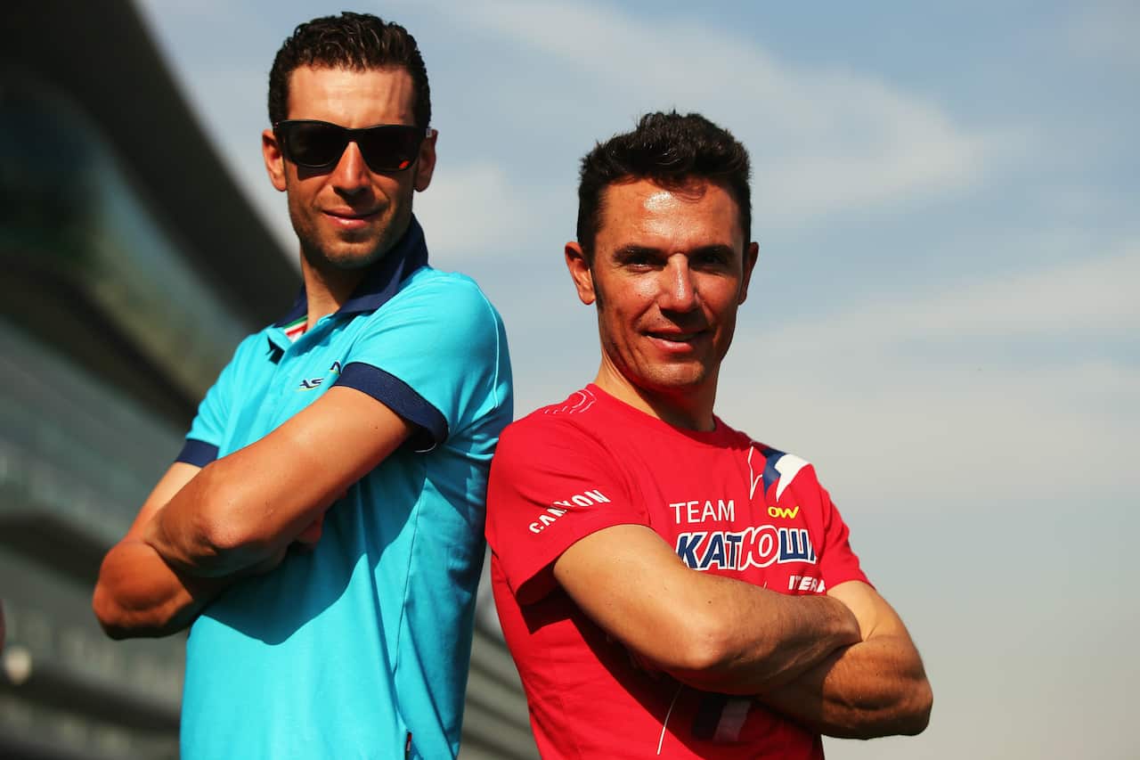 Outside favourites: Vincenzo Nibali (L) and Joaquim Rodríguez.