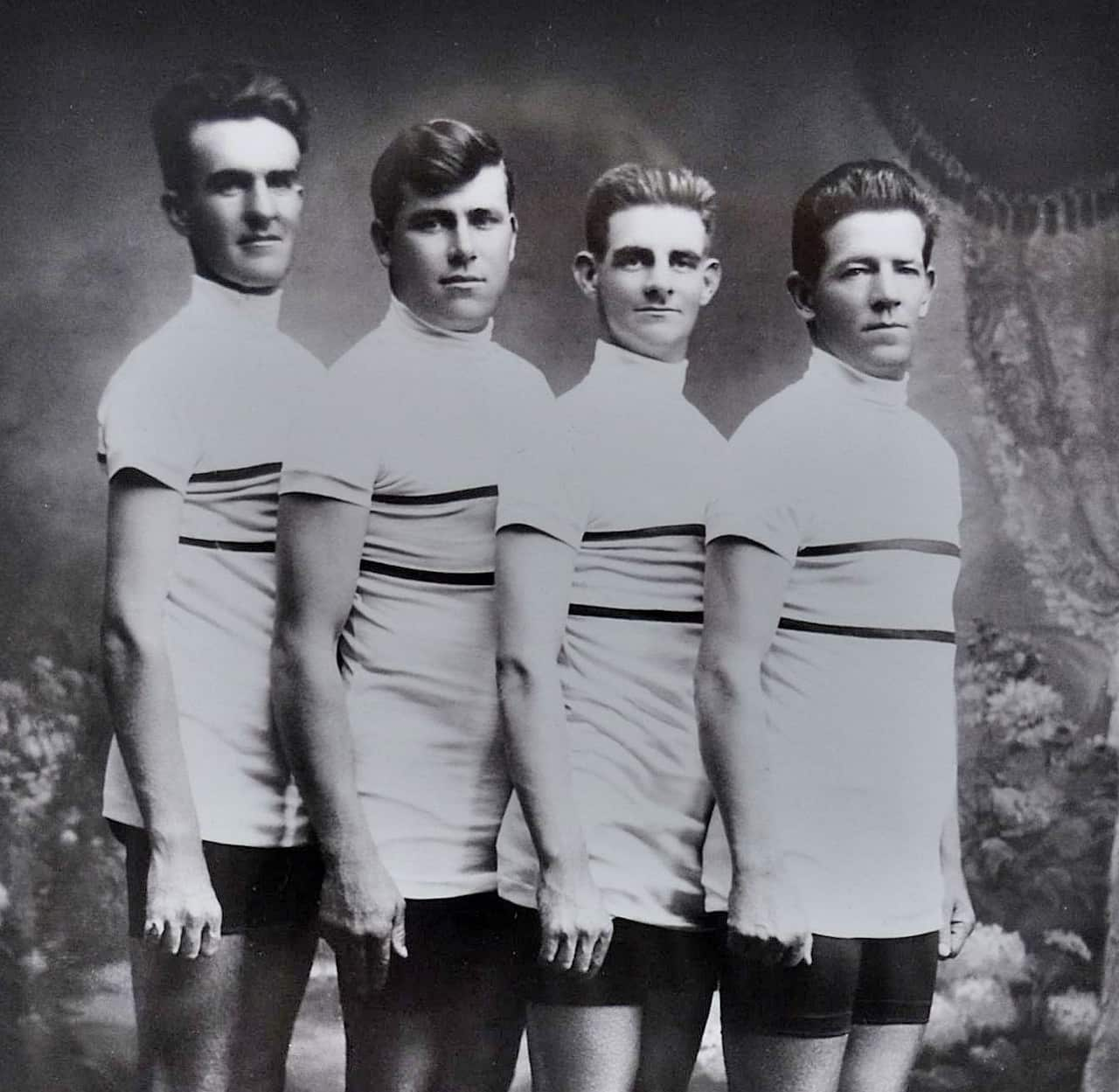 (L-R) Harry Watson, Percy Osborne, Hubert Opperman and Ernie Bainbridge (Cycling Victoria History Archive, Oppy Museum Collection)