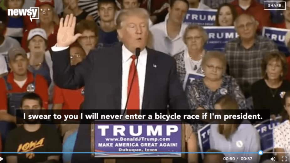 On your bike Trump