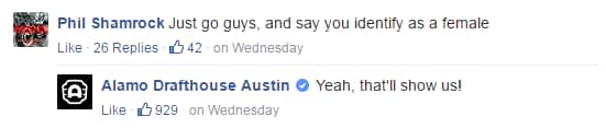The Alamo Drafthouse's cool and calm responses received praise from supporters.