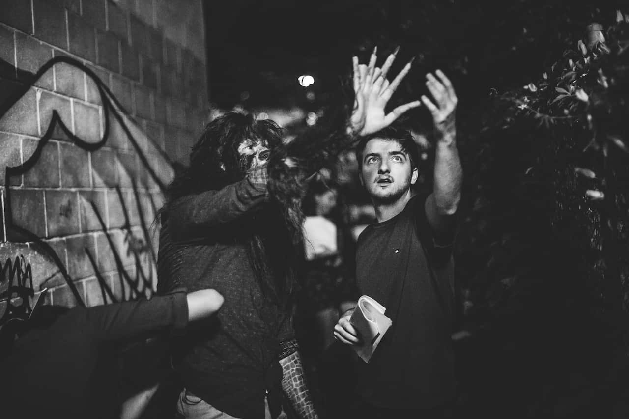 Yiani Andrikidis directing Abe Mitchell in Girt By Fear.