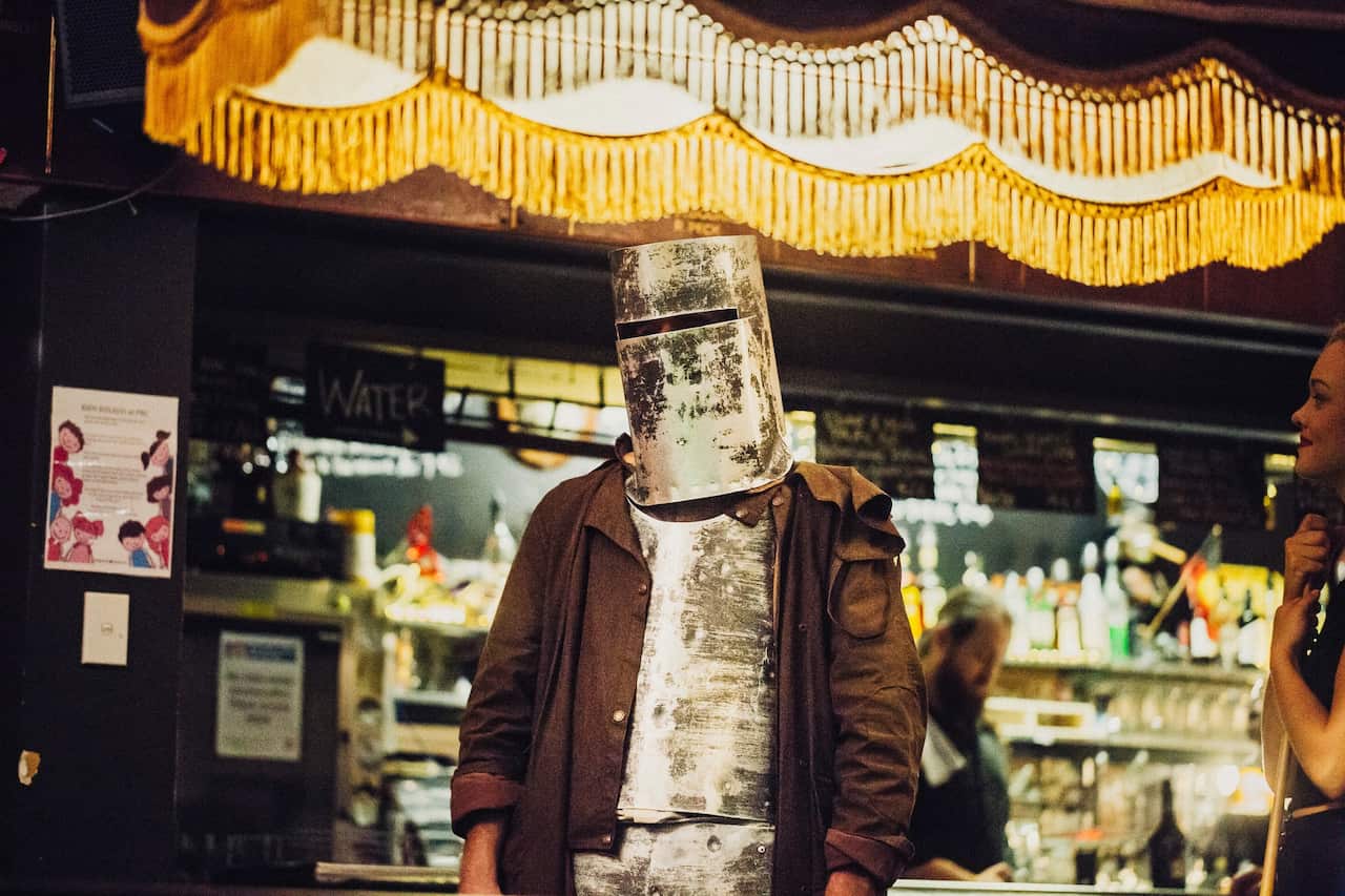 Ned Kelly, as played by Jonny Hawkins in Girt By Fear