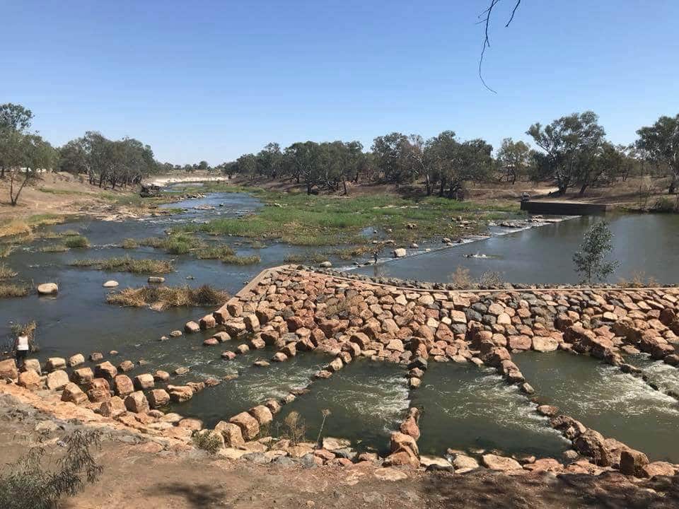 Barwon River in Brewarrina - fish traps. 