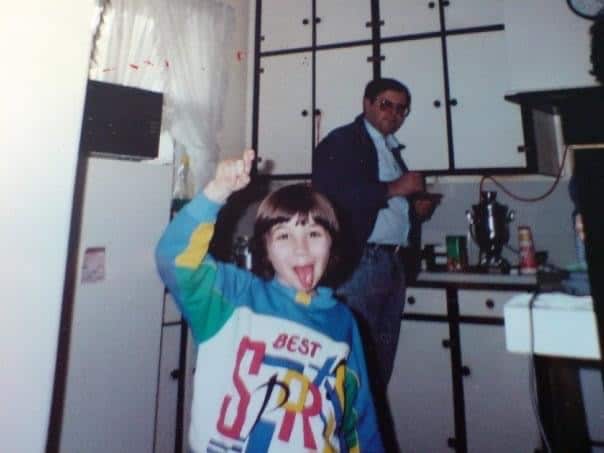 Alice Zaslavsky in the kitchen with her dad.
