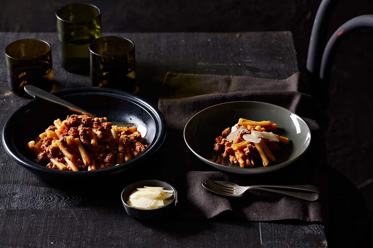 Pasta with pork salsicce, fennel seeds and chilli