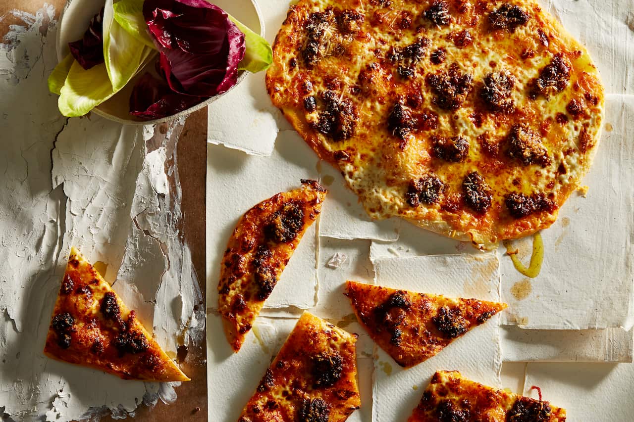 'Nduja and mascarpone pizza
