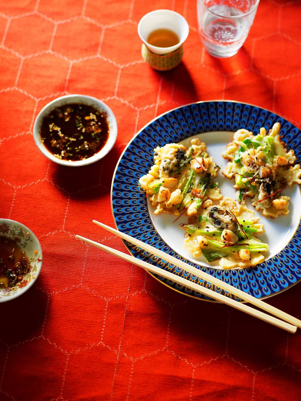 Seafood and spring onion pancake