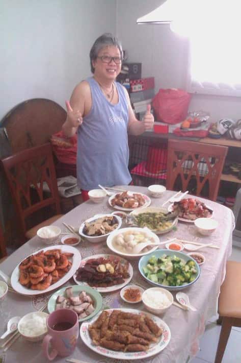 A typical New Year's spread with Alicent's family.