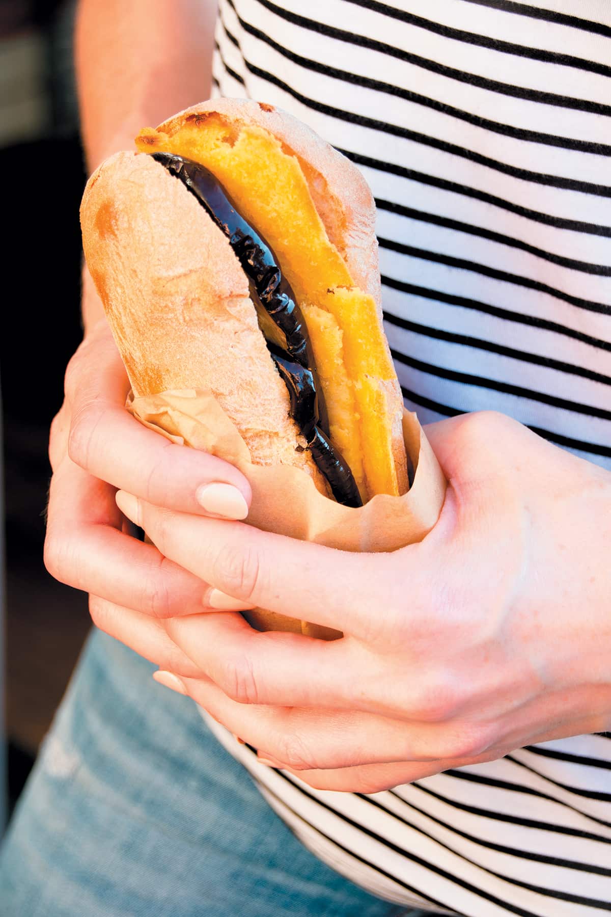 Chickpea pancake with eggplant