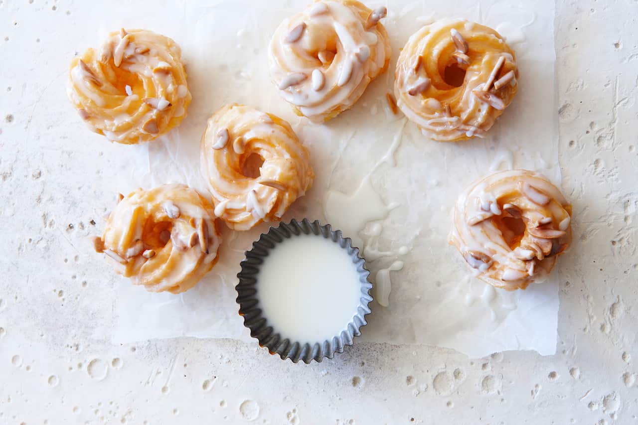 Almond cruller with orange blossom glaze