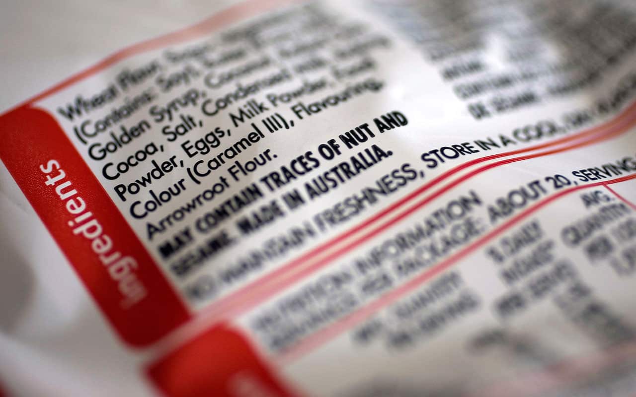 Australian food allergy warning labels