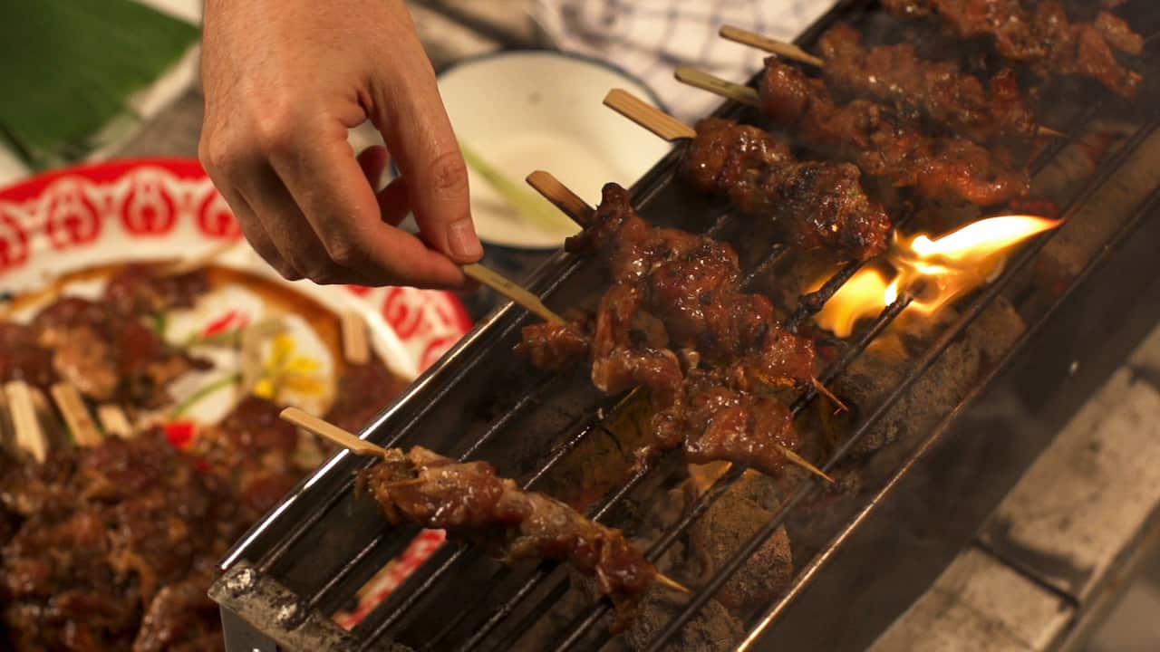 grilled pork skewers