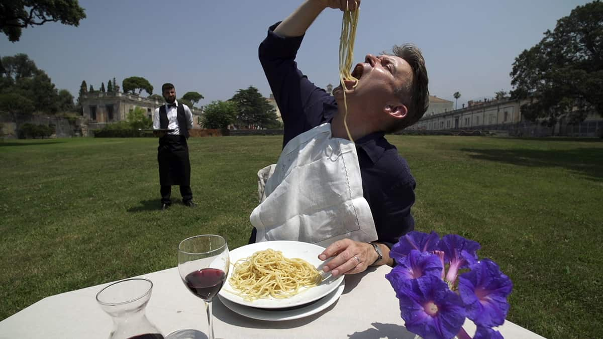 John Dickie eats pasta in Eating History: italy