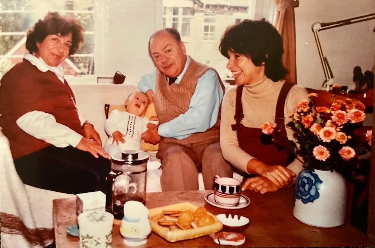 Fernanda Fain-Binda with her mother and grandparents.