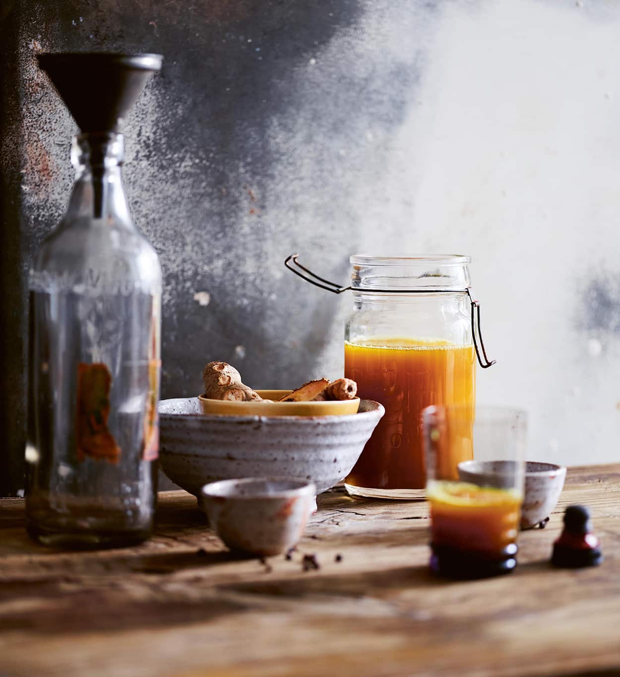 As with all traditional drinks, recipes differ for each maker, but it will always be centred around fresh turmeric, joined by other roots, such as ginger, and bark, such as cinnamon, plus flowers, seeds, leaves and fruit. It’s imperative to source fresh