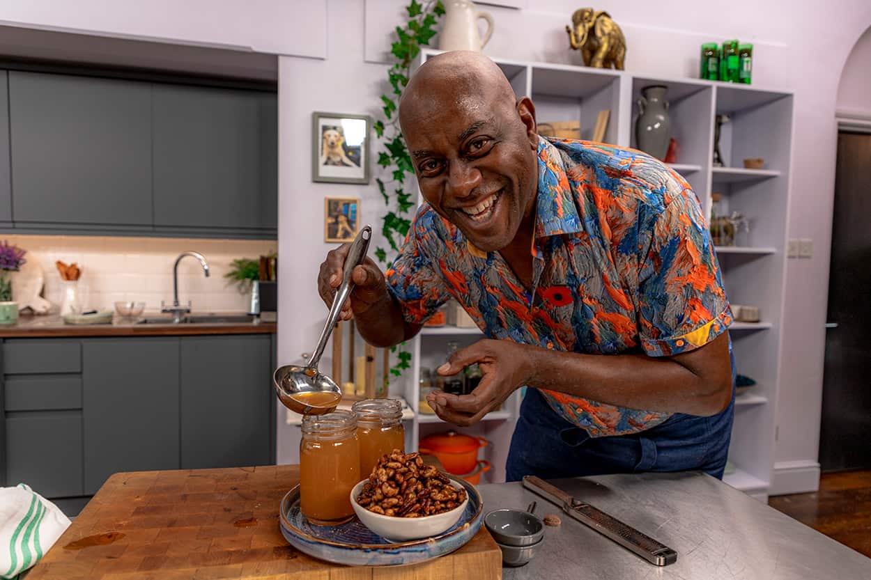 Ainsley Harriott with mulled wine and spiced nuts
