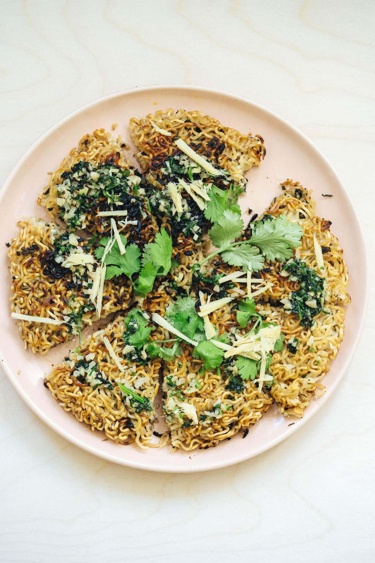 Ginger and coriander noodle pancake