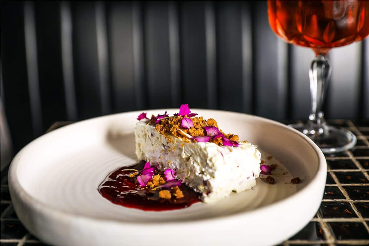 Iced nougat with pomegranate molasses
