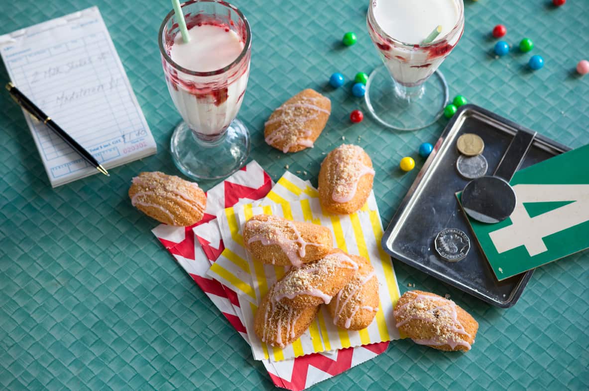 Jam and coconut madeleines