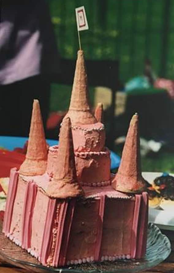 Pink layered birthday cake