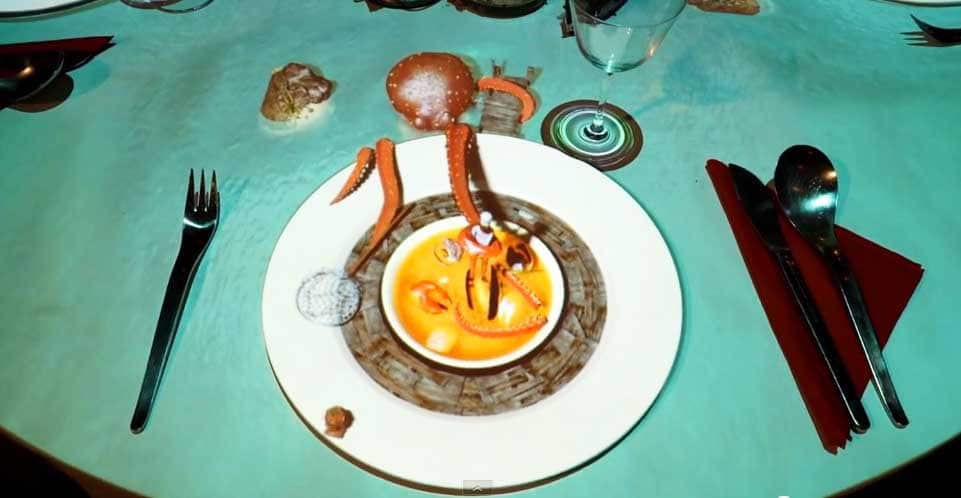 The tiny chef gets incredibly interactive with the octopus in this bouillabaise dish.