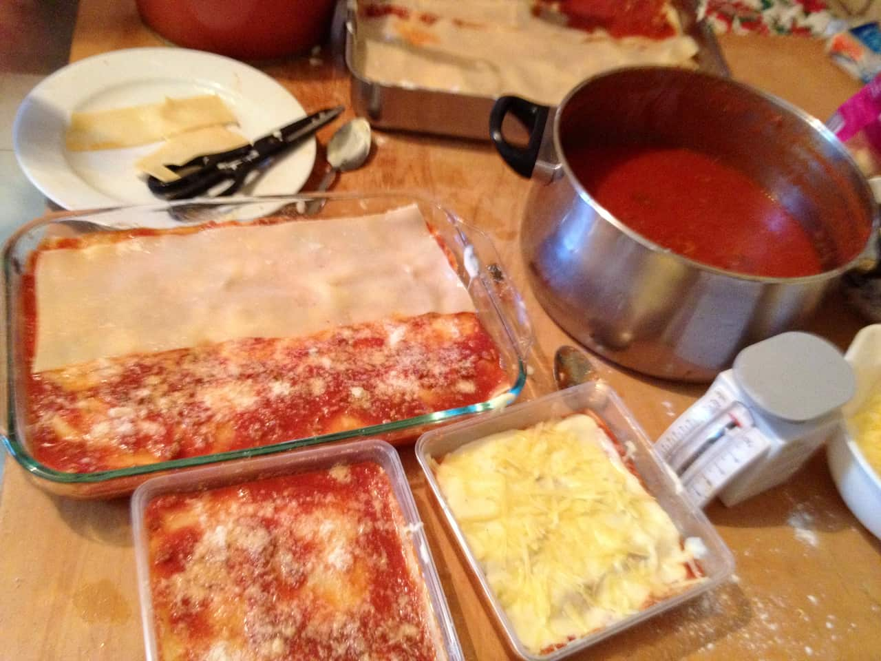 Lasagne cooking