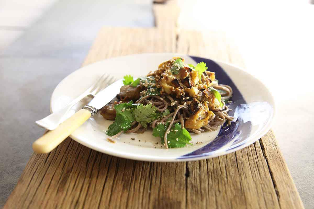 Soba noodle salad