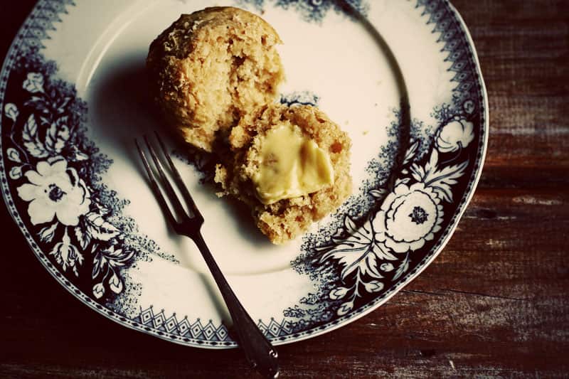 Butter on muffin
