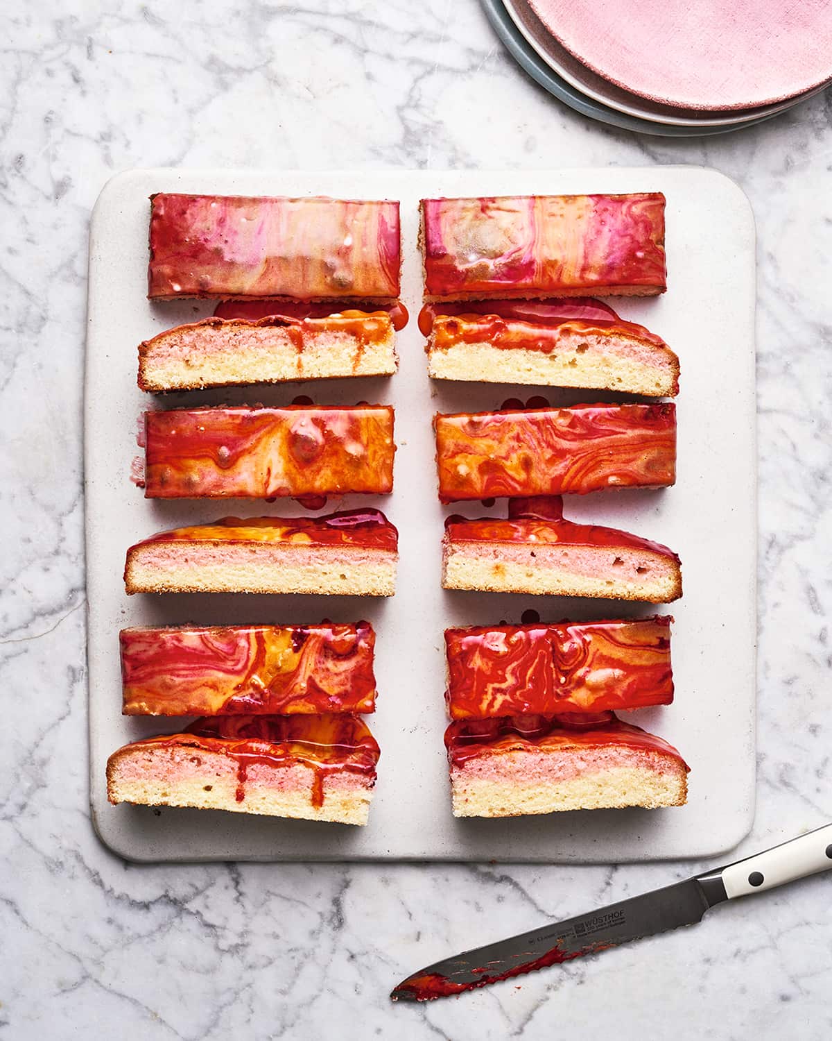 Angel layer cake slices