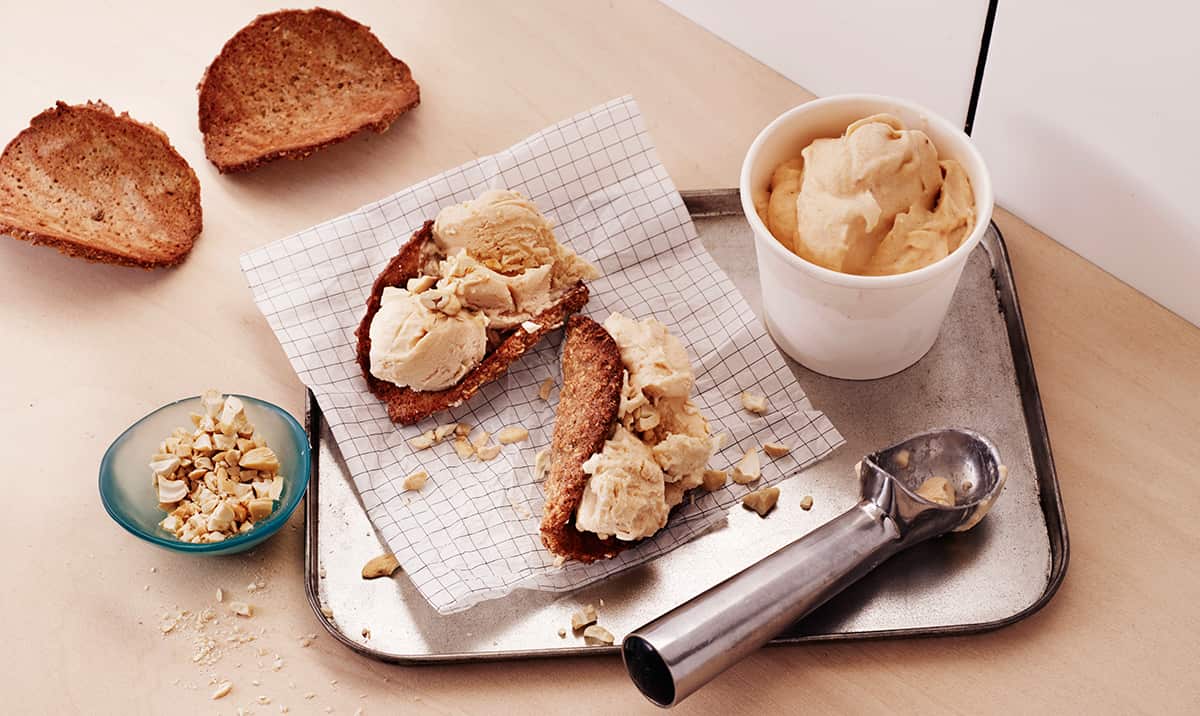 Anzac taco with banana ice-cream