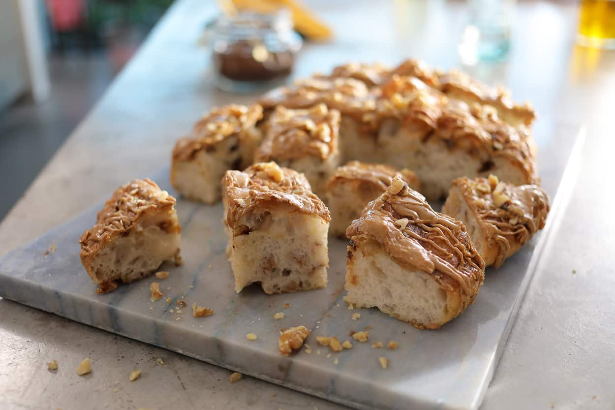 Coffee walnut focaccia