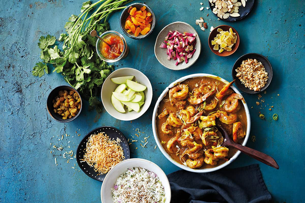 Prawn curry with sambal