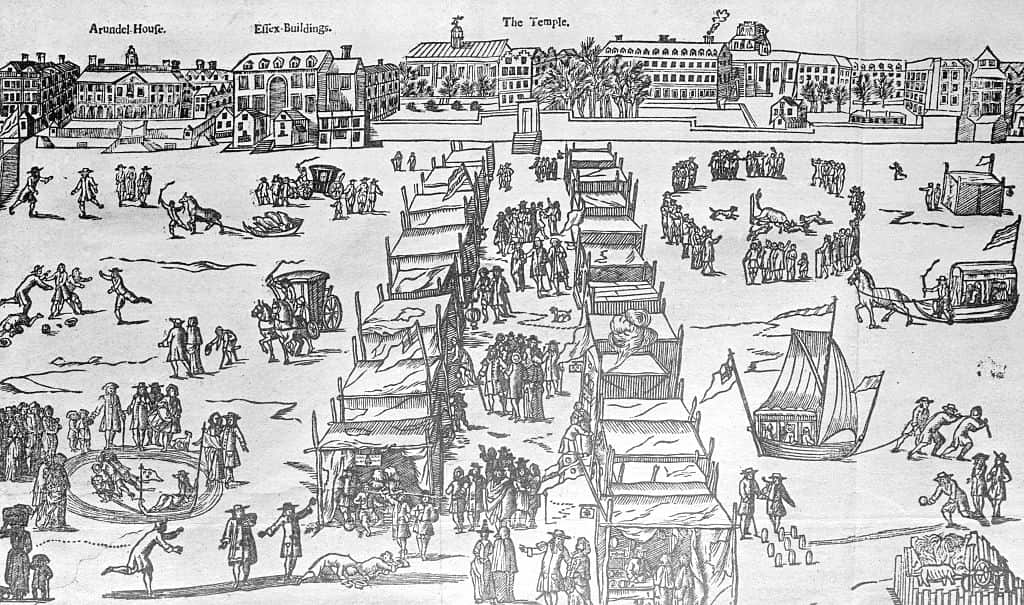 Frost Fair on the Frozen Thames Woodcut