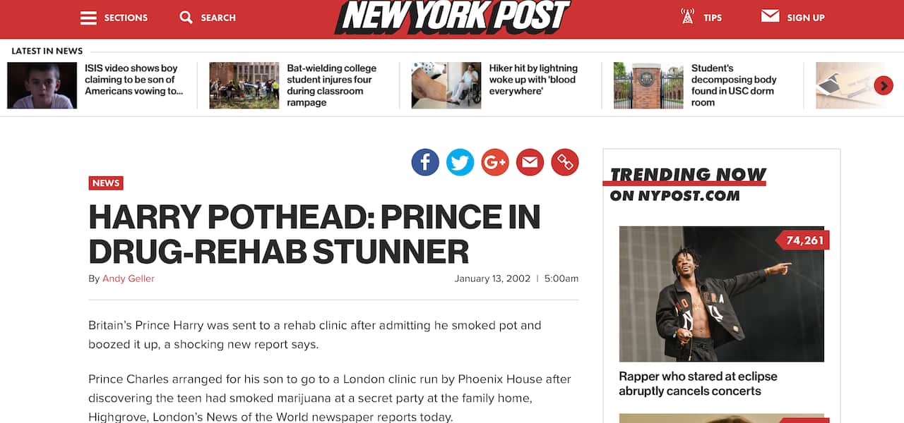 Prince Harry rehab