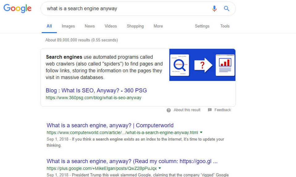 Google search screenshot