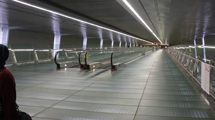 empty airport, airport travelator