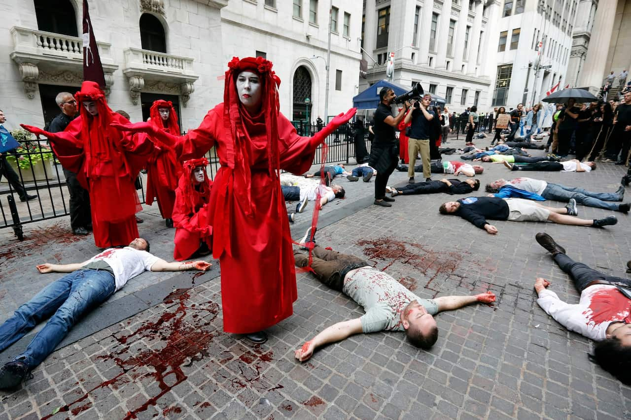 Activists with the Extinction Rebellion movement demonstrate in London earlier this week. 