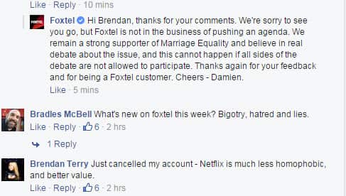 Foxtel backlash over gay marriage ads
