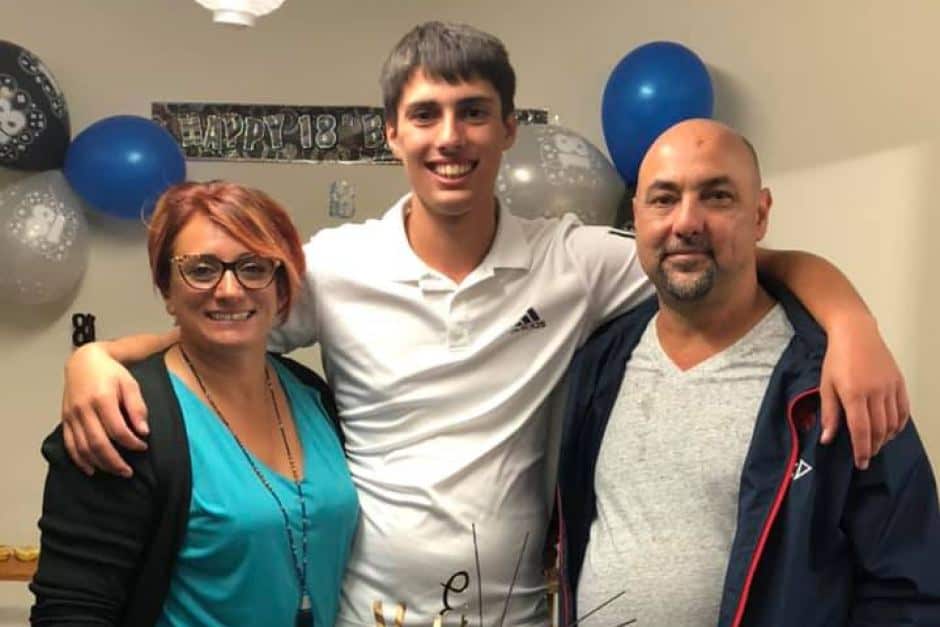 Christopher Cassaniti and his parents.